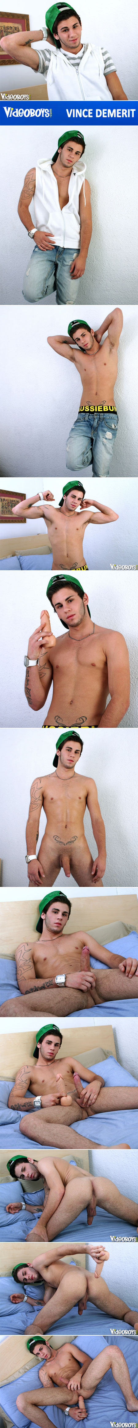 Vince Demerit at VideoBoys Twink with uncut dick tries a dildo